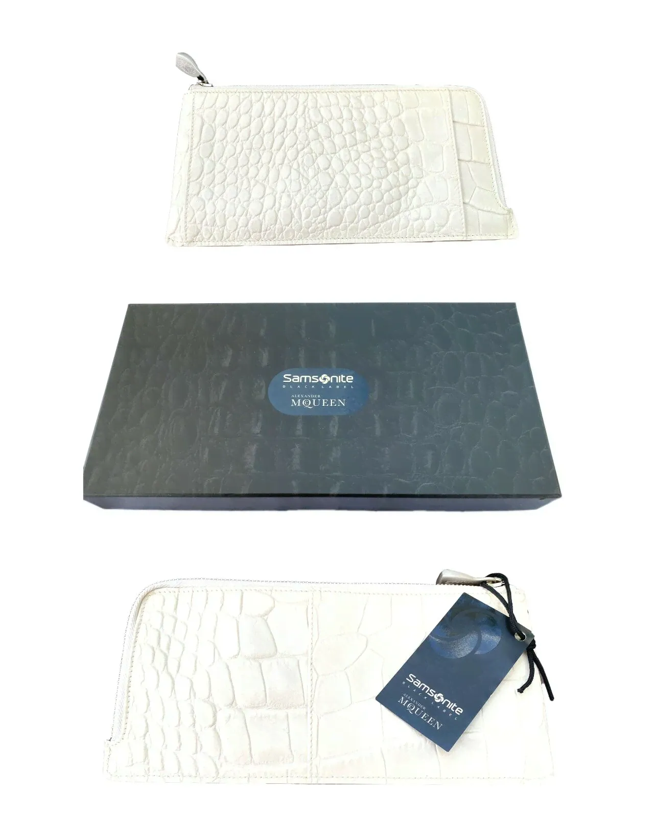 New samsonite black label alexander McQUEEN Leather TRAVEL WALLET Ivory